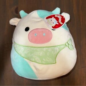 Squishmallows 11" Inch Belana the Blue Cow w/ Green Bandana -  BNWT 2022
